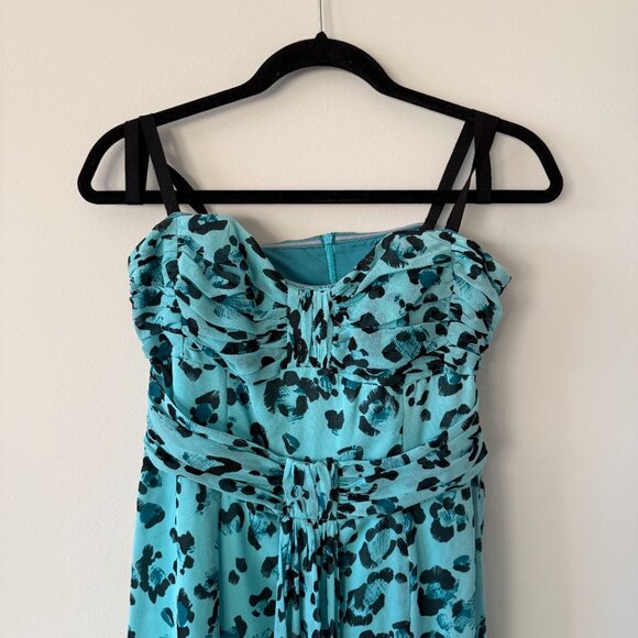 Nanette Lepore Strapless Leopard Gown in Turquoise and Black, Size 8 - Picture 5 of 7